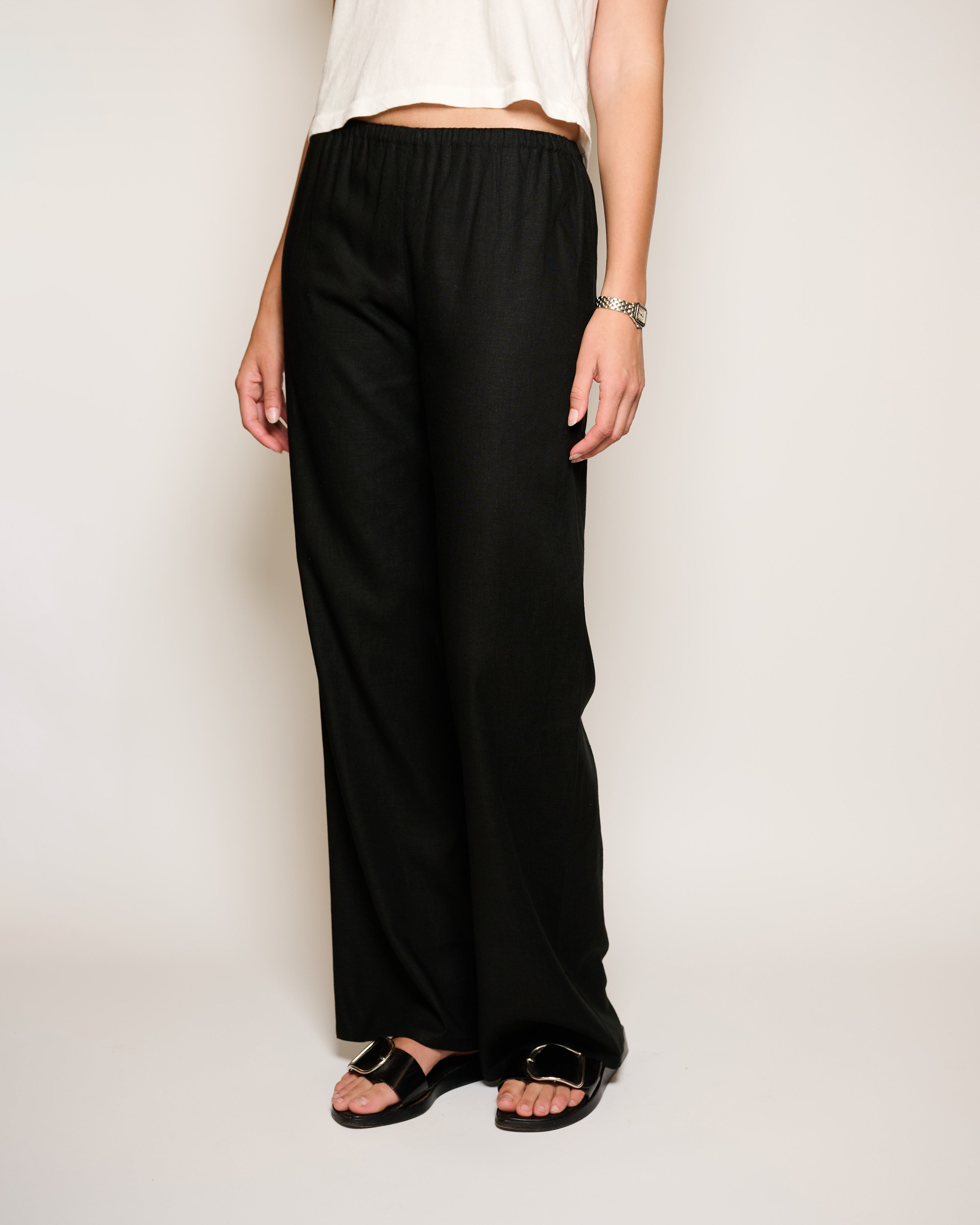 RLT LINEN PANT - BLACK