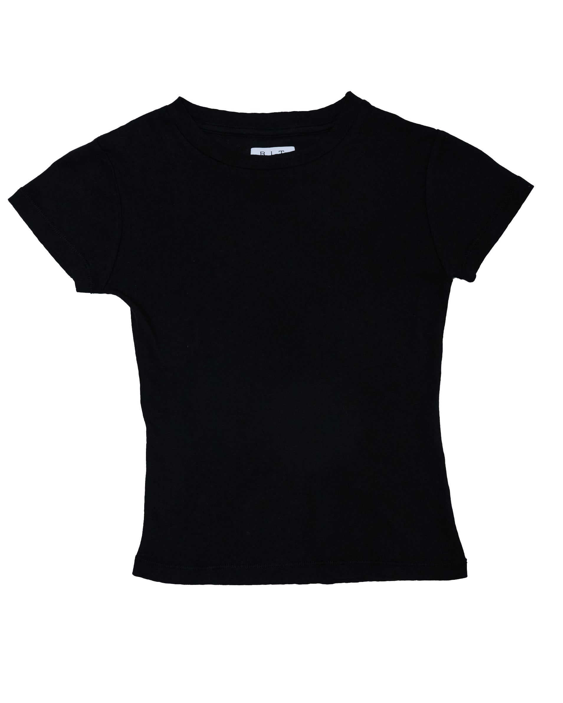 RLT POINTELLE BABY TEE —  BLACK