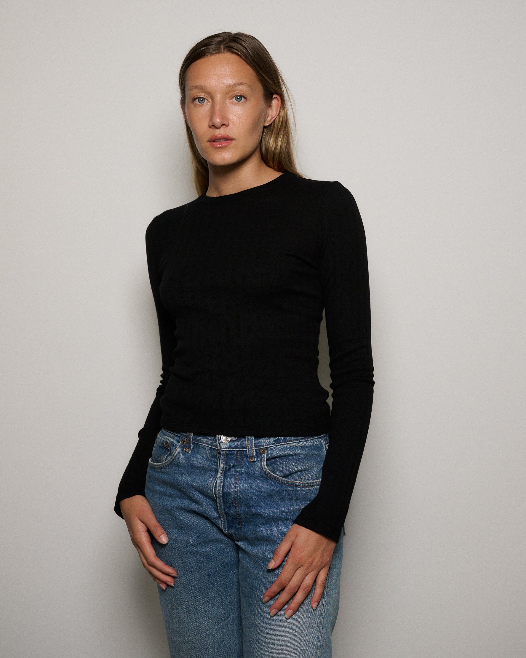 RLT WIDE RIBBED LONG SLEEVE - BLACK