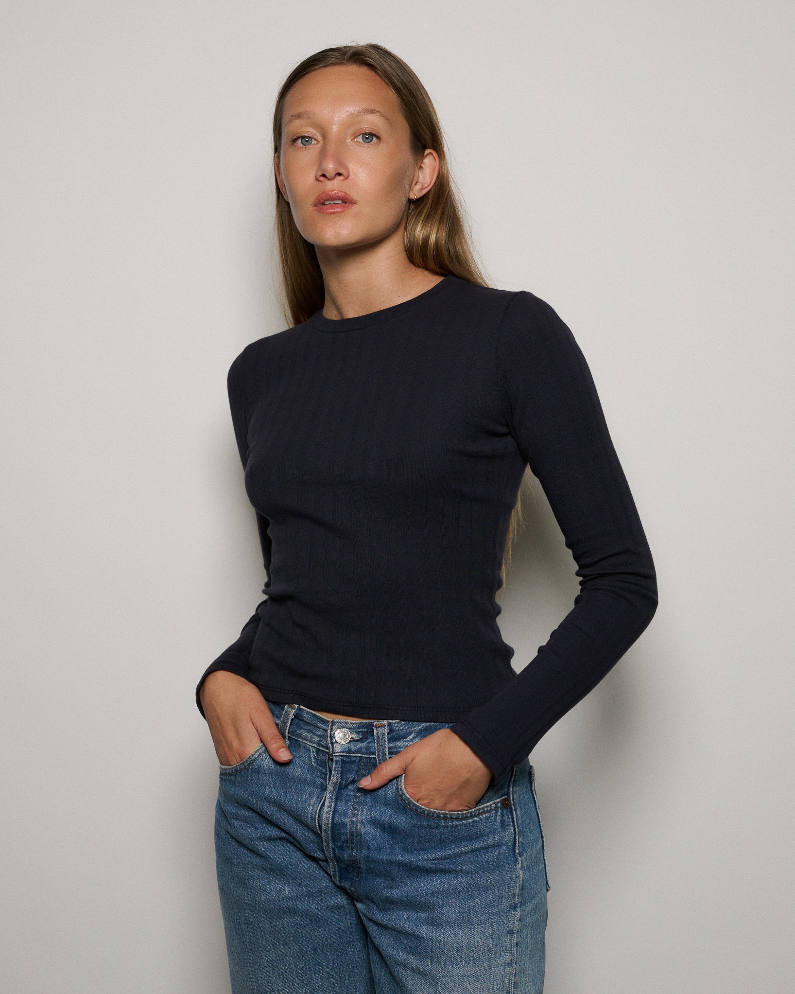 RLT WIDE RIBBED LONG SLEEVE - NAVY