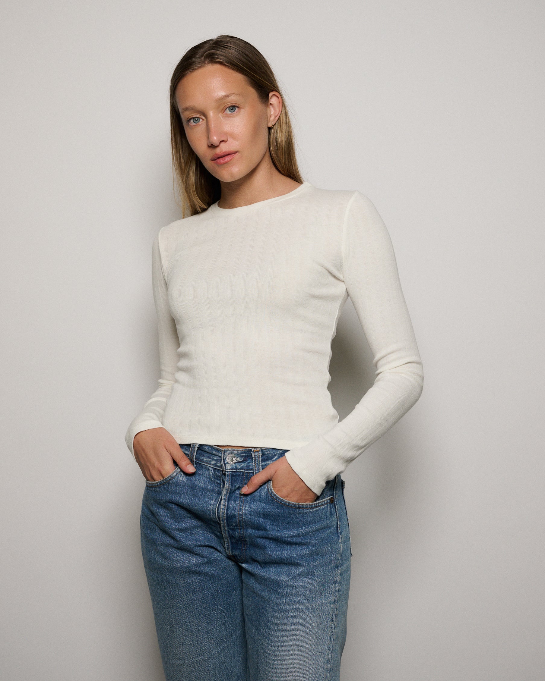 RLT WIDE RIBBED LONG SLEEVE - WHITE