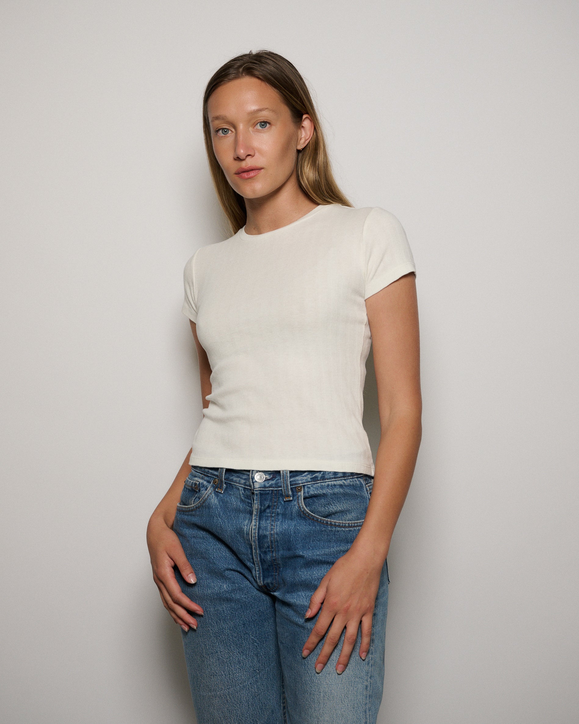 RLT WIDE BABY RIBBED TEE - WHITE