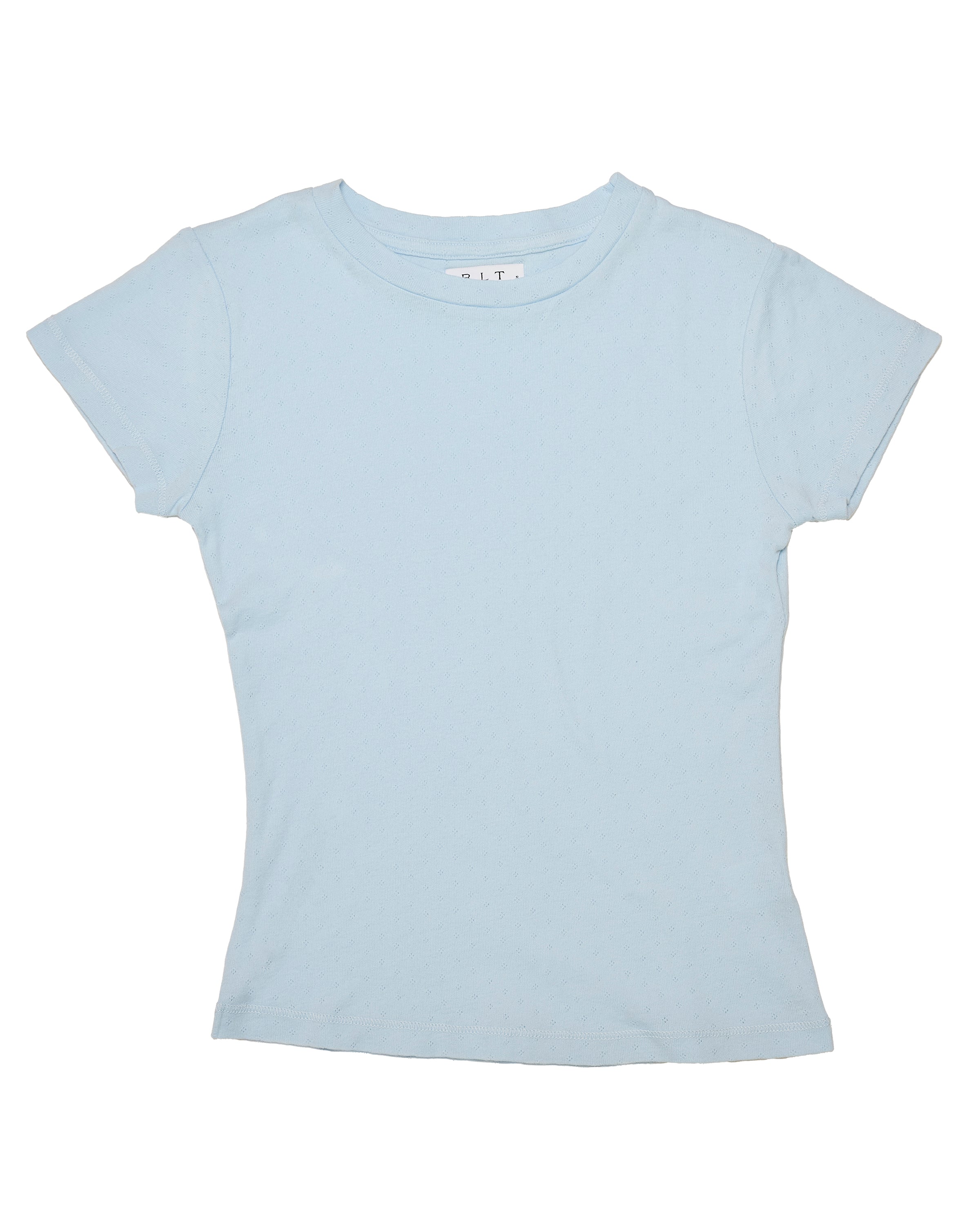 RLT POINTELLE BABY TEE — SKY