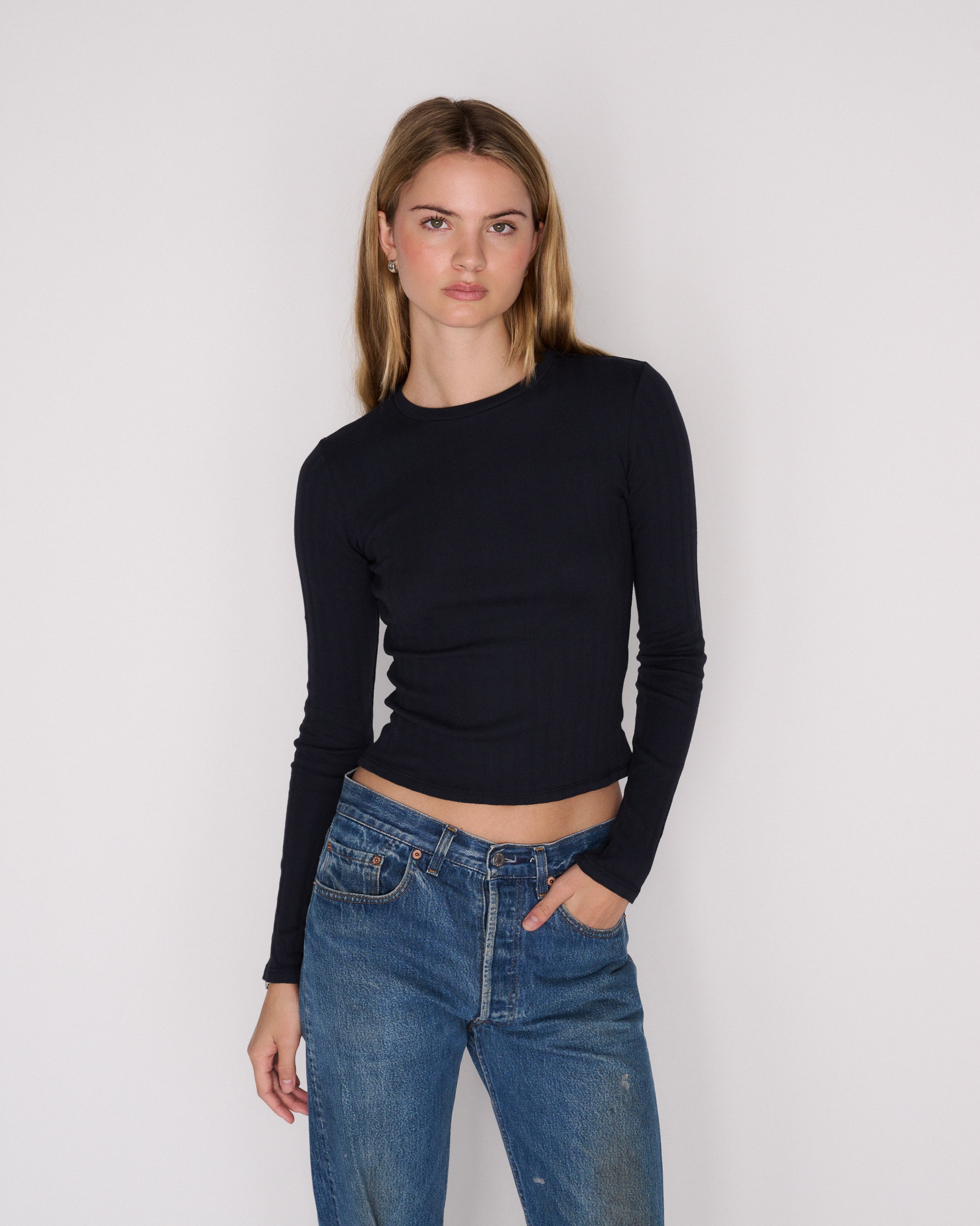 RLT WIDE RIBBED LONG SLEEVE - NAVY