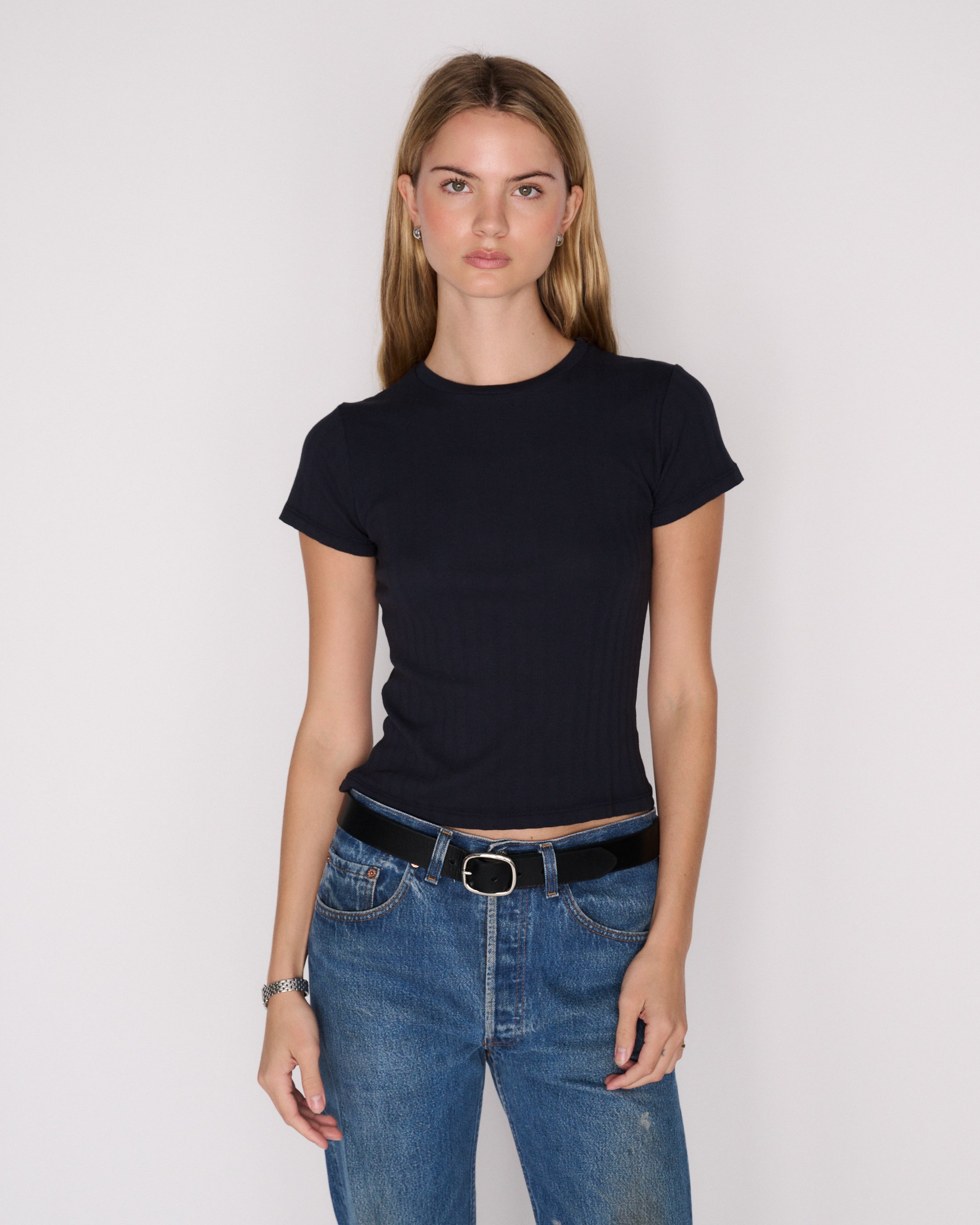RLT WIDE BABY RIBBED TEE - NAVY