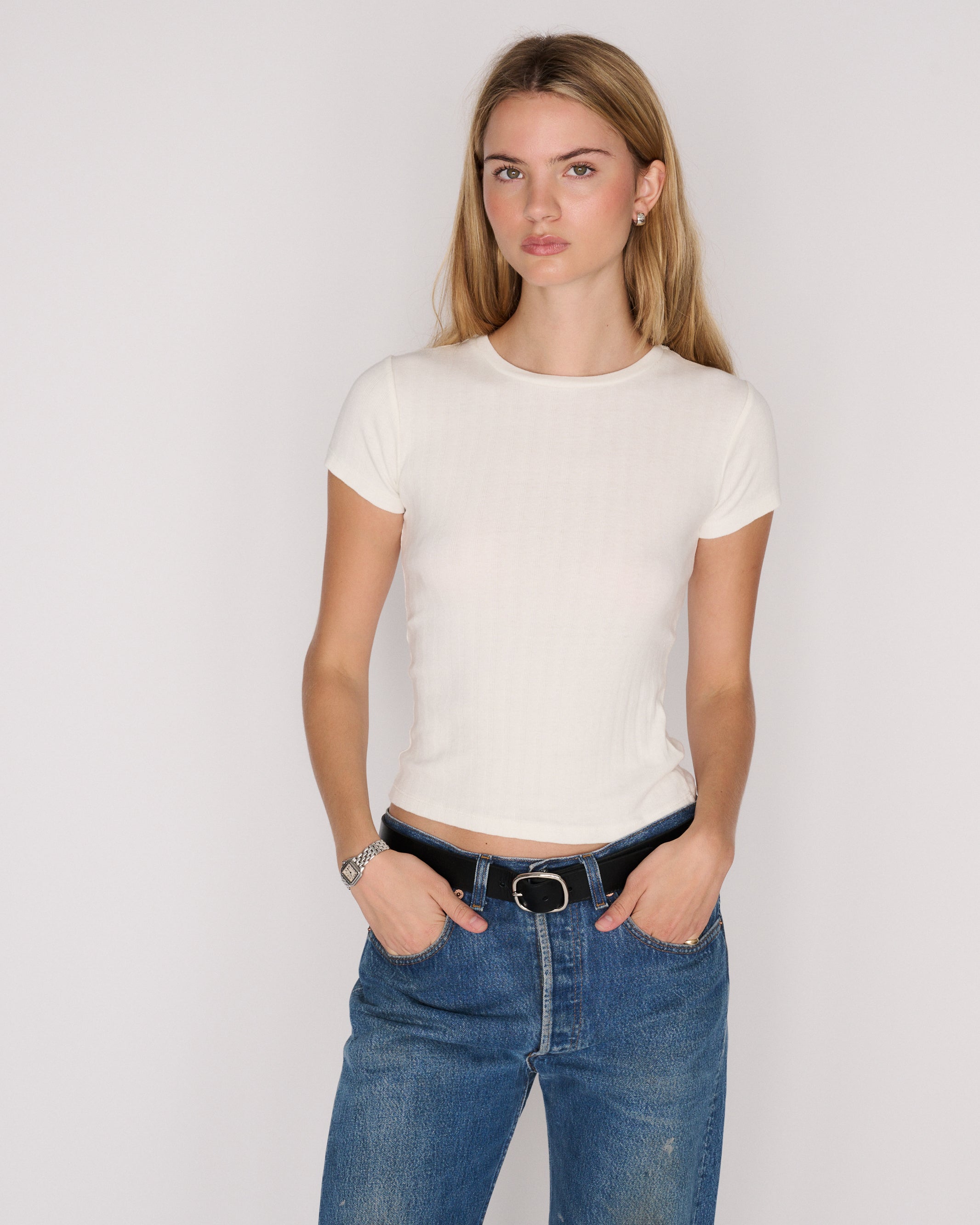 RLT WIDE BABY RIBBED TEE - WHITE
